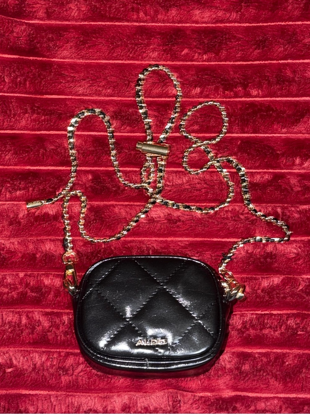 ALDO Black Quilted Mini Crossbody with Gold Chain Strap - Picture 5 of 8